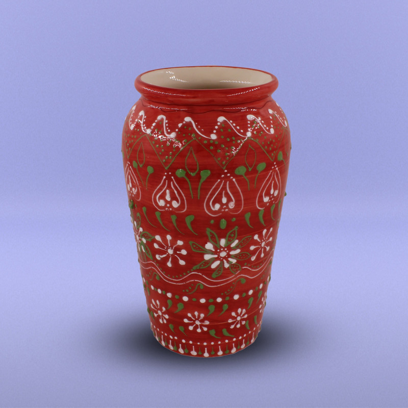 Qabartma boya ilə işlənmiş relefli vaza